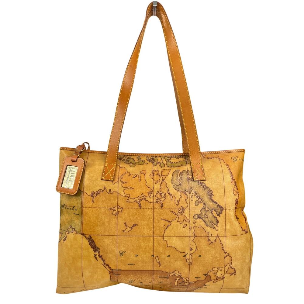 Alviero Martini 1A Classe Geo Map Tote Bag Large Italy Travel Shoulder Bag